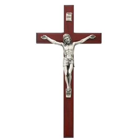 MCVAN McVan 79-41 10 in. Cherry Stained & Silver Beveled Crucifix 79-41